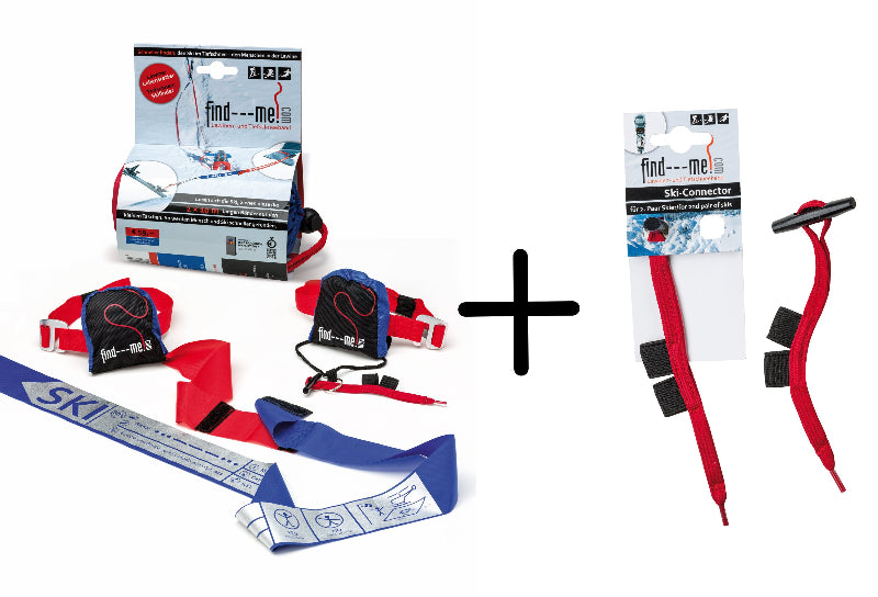 find---me lawinen- und tiefschneeband mit extra ski connectoren, kombi angebot